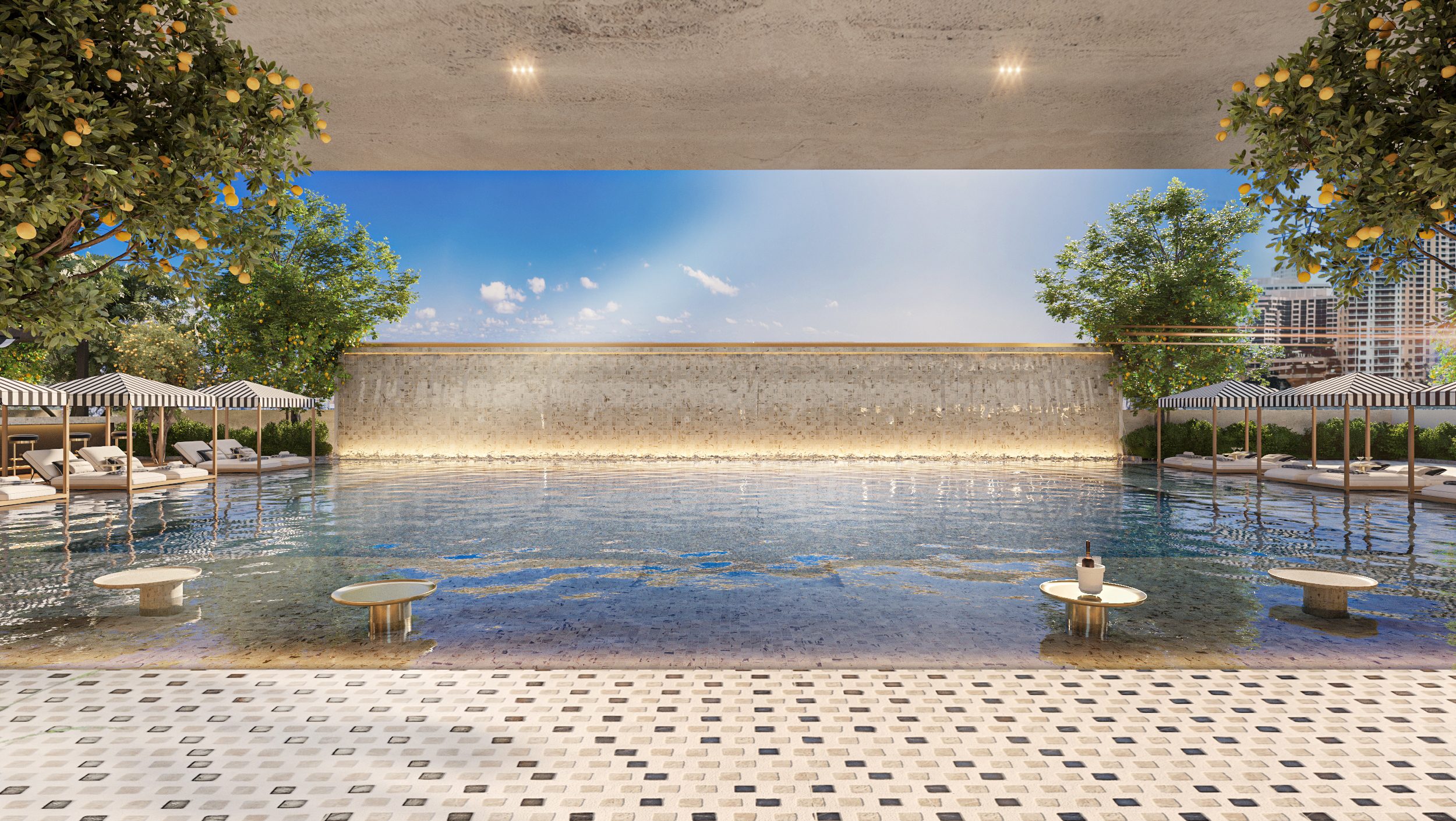 Pool deck cabanas
