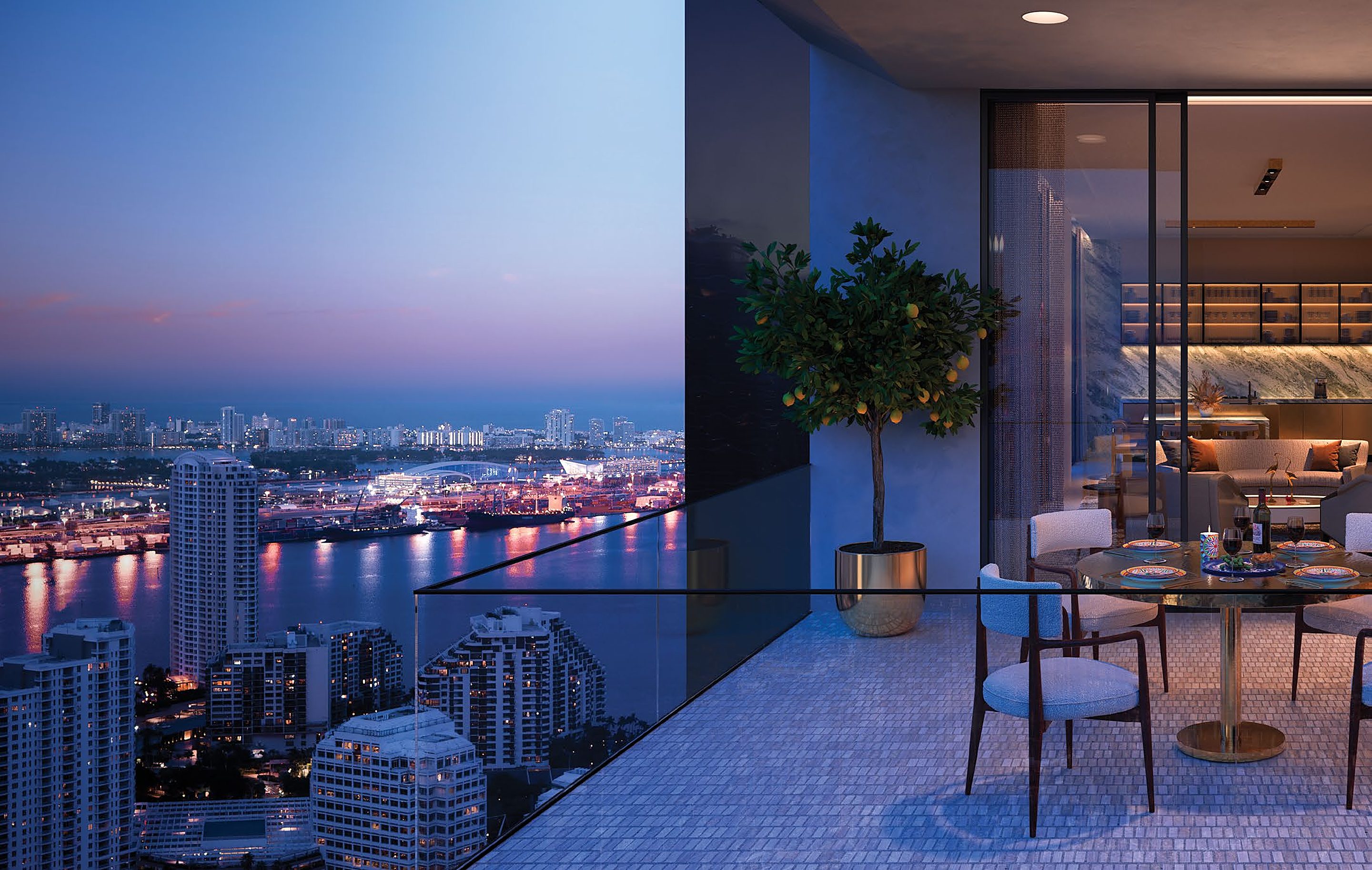 Residence loggia at dusk