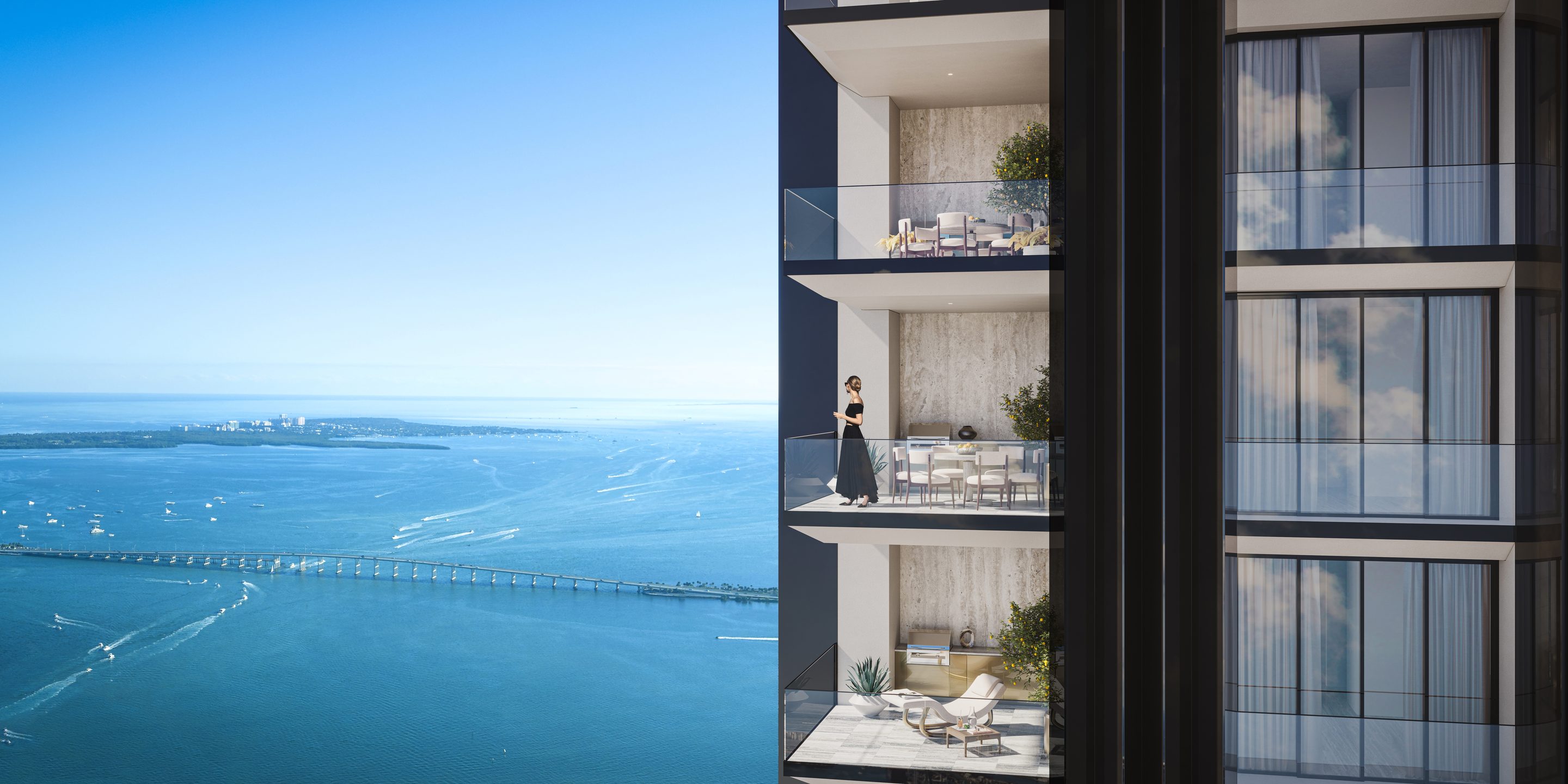 Residence terrace over Biscayne Bay