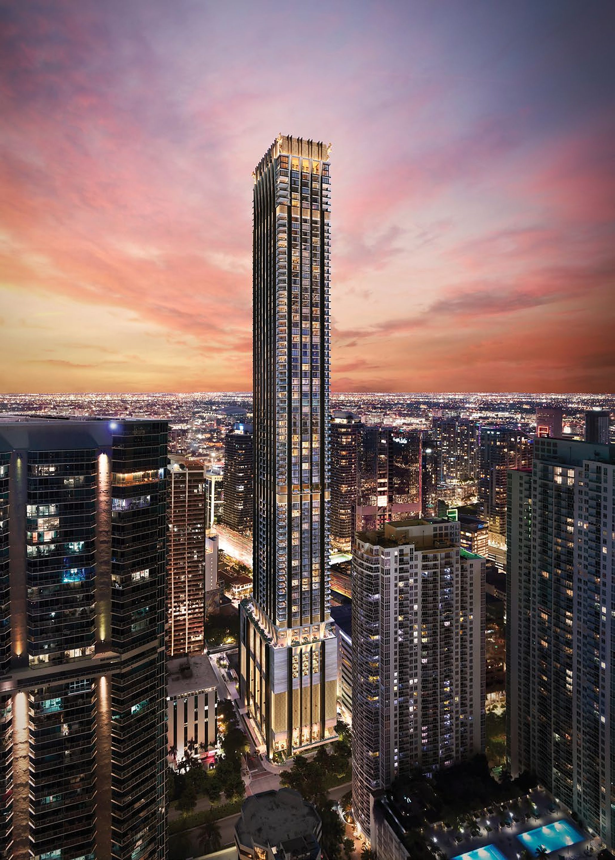 888 Brickell at night