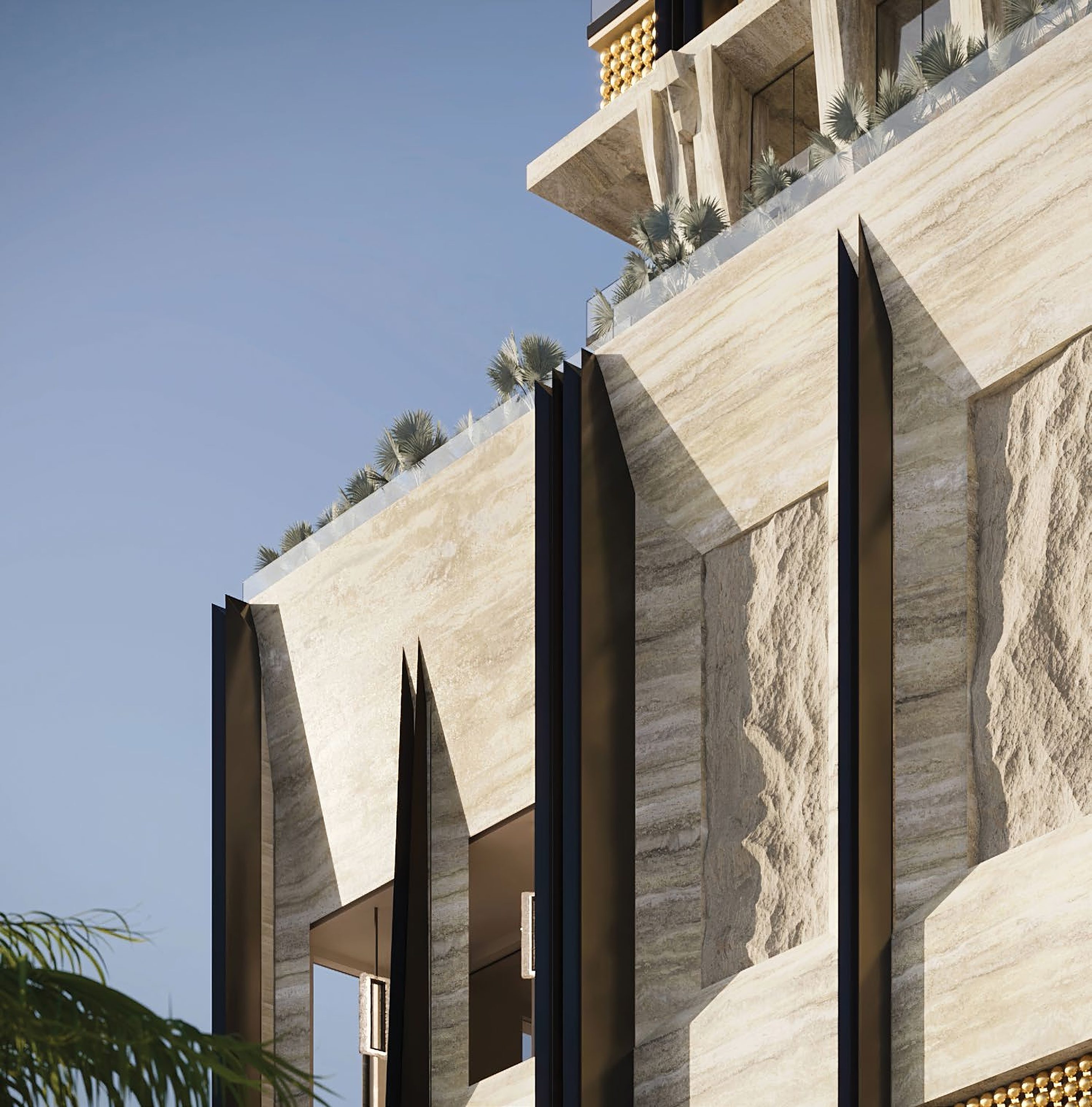 Travertine façade