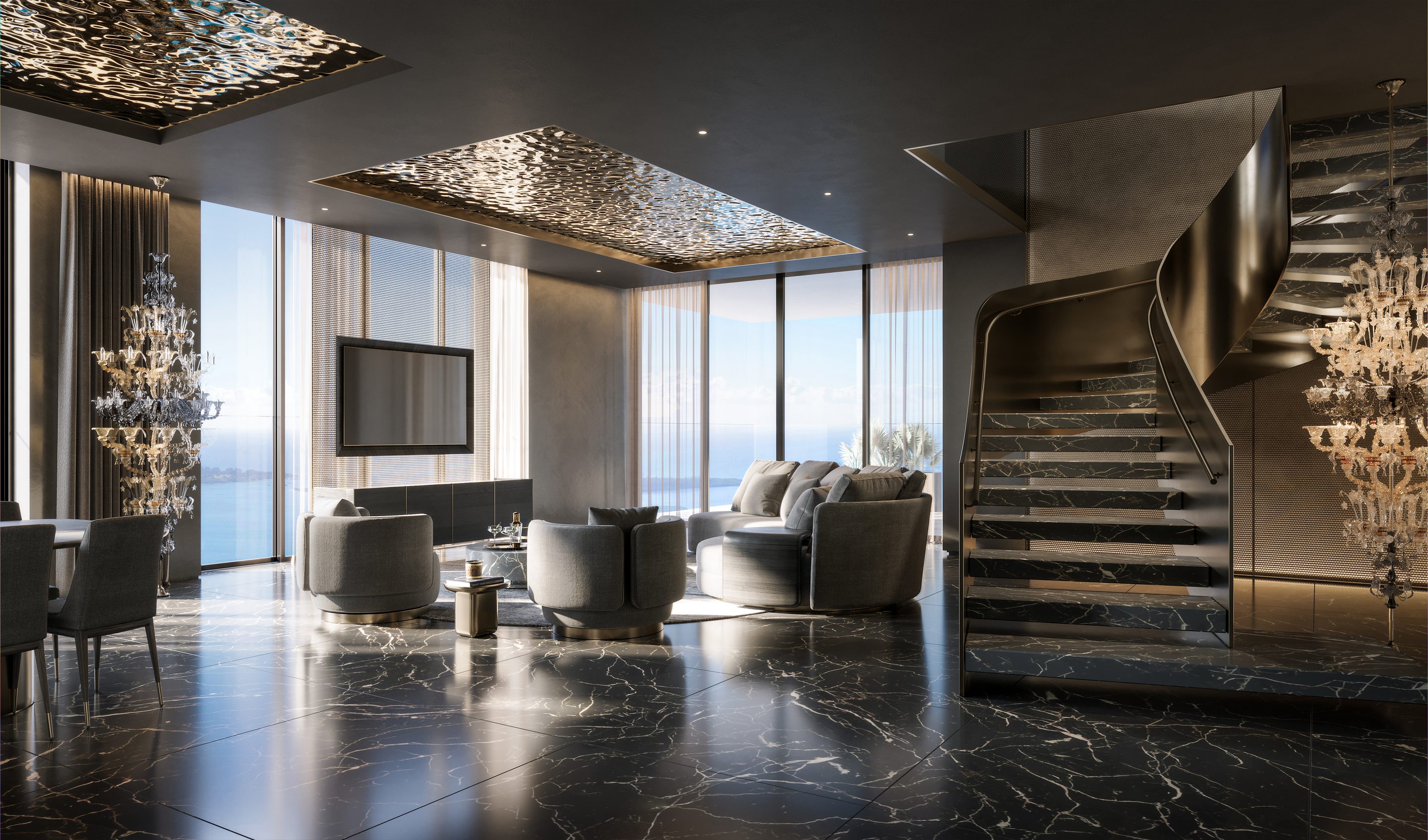 Great room, Sahara Noir palette