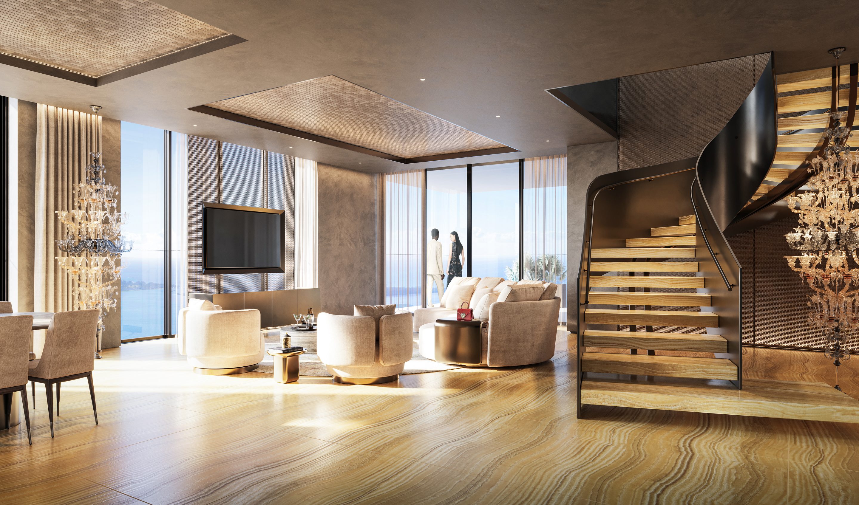 Great room, Travertino Giallo